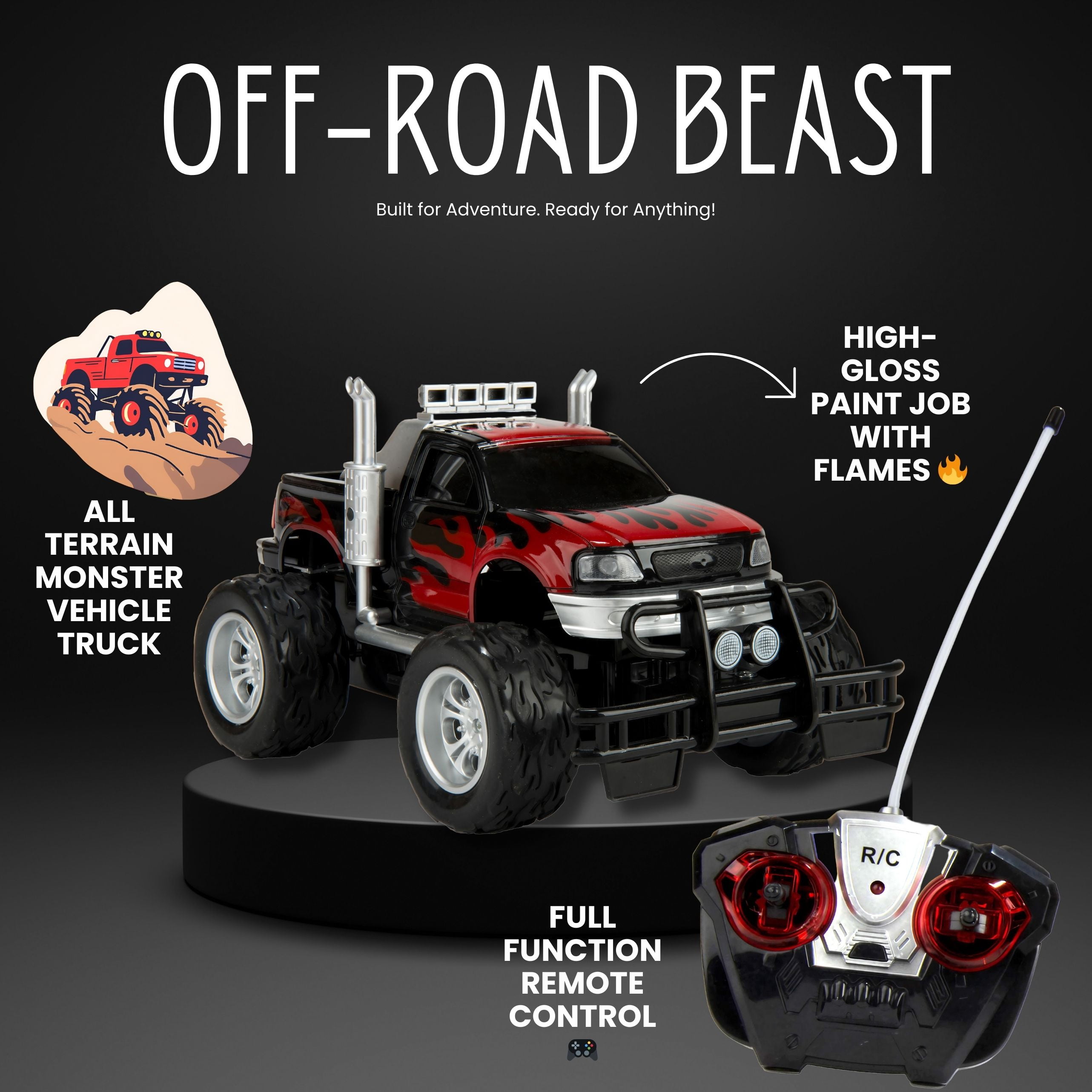 BLUE BLOCK Remote Control Full Function Extreme Flame Monster Truck