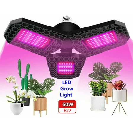 

LED Grow Light Bulb Full Spectrum Foldable 144 LED Plant Light Bulb E27 Plant Grow Lamp with Waterproof Foldable Three-Leaf Lamp for Indoor Plant/Hydroponics/Garden/Greenhouse