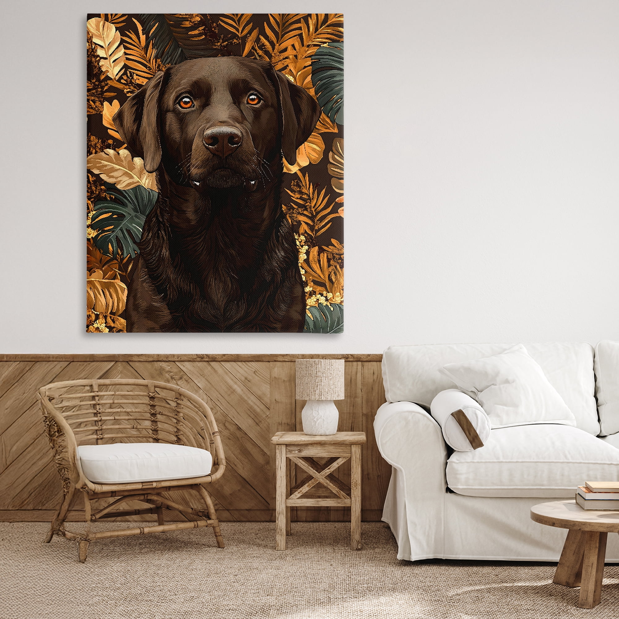 Stupell Industries Labrador with Golden Leaves Canvas Wall Art, design by Creative Studio