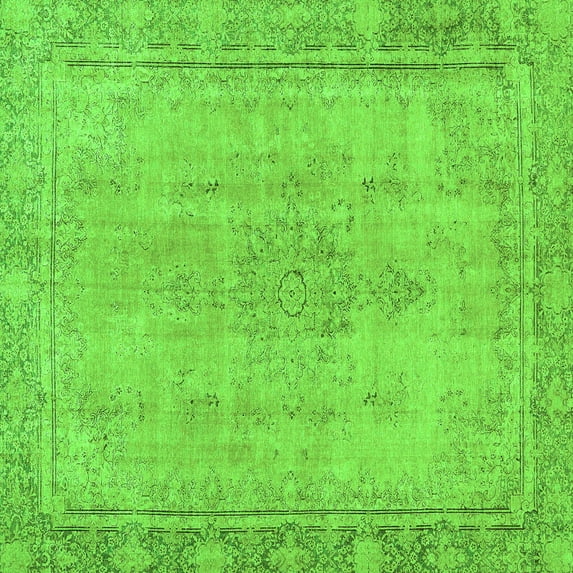 Ahgly Company Indoor Square Oriental Green Modern Area Rugs, 5' Square