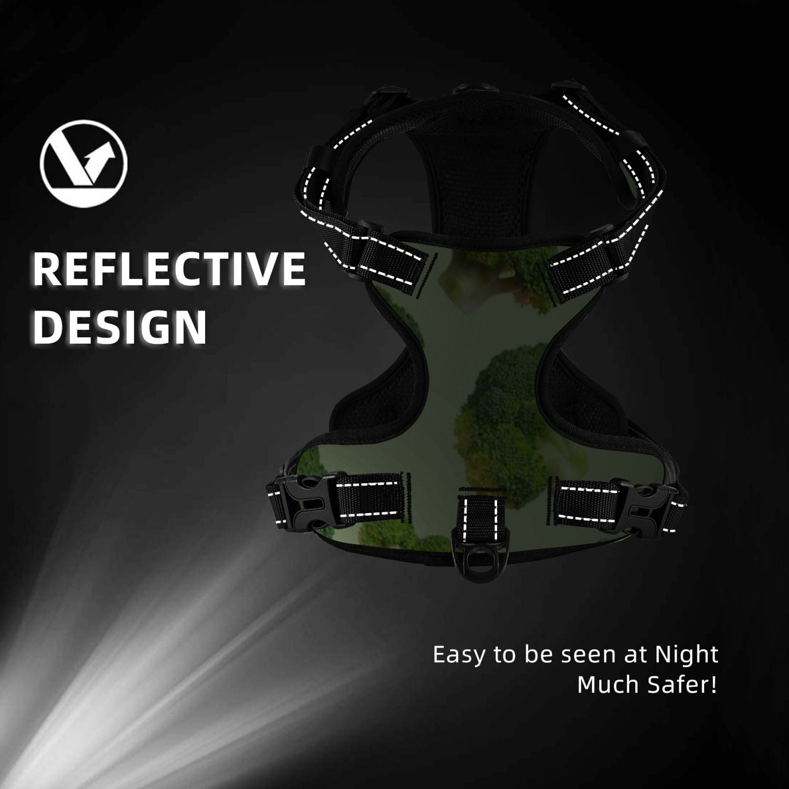 Vsdgher Broccoli 3 Dog Harness, No-Pull Pet Harness, Dog Vest, Pet Vest for Small to Large Dogs-Large
