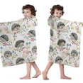 thumbnail image 4 of Cute Hedgehog and Mushroom Hooded Bath Towel，50"x30" for Ages 3 To 12 Kids, Quick Dry Lightweight Soft Microfiber Hood Beach Towel Cover Up for Kids, 4 of 7