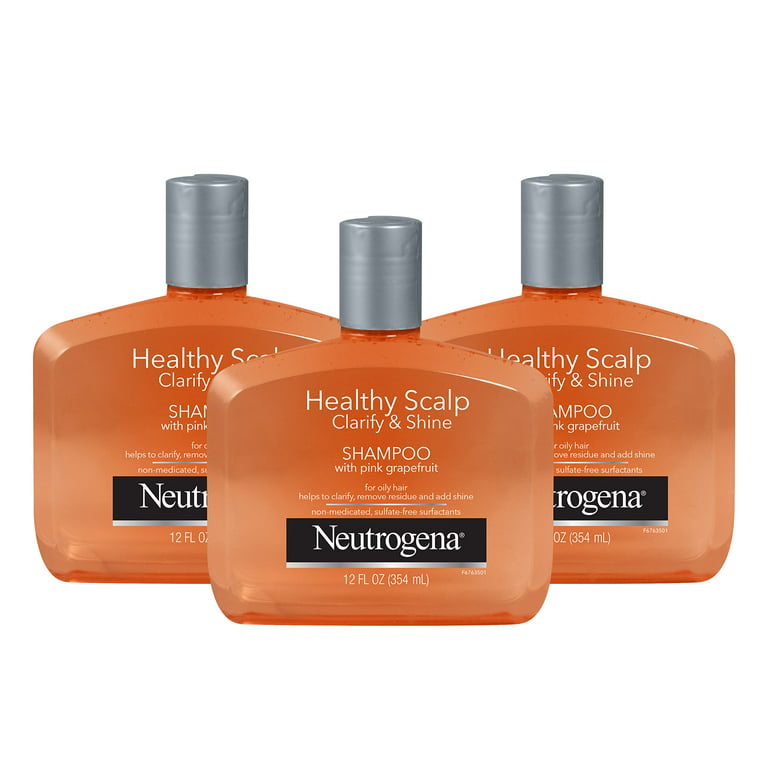 Neutrogena Exfoliating Healthy Scalp Clarify Shine Shampoo for Oily Hair and Anti-Residue Shampoo with Grapefruit, pH-Balanced, Paraben & Phthalate-Free, Color-Safe, 12 Fl Oz of 3) - Walmart.com