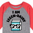 thumbnail image 3 of Instant Message - I Am Legen-Dairy - Cool Milk Carton - Toddler & Youth Raglan Graphic T-Shirt, 3 of 7