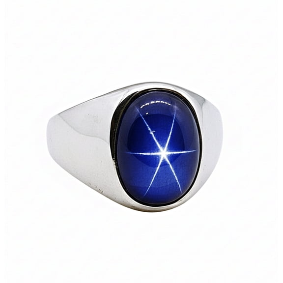 Sapphire Signet Ring, 925 Sterling Silver, Blue Star Sapphire Ring for Men Women, Gift for Her