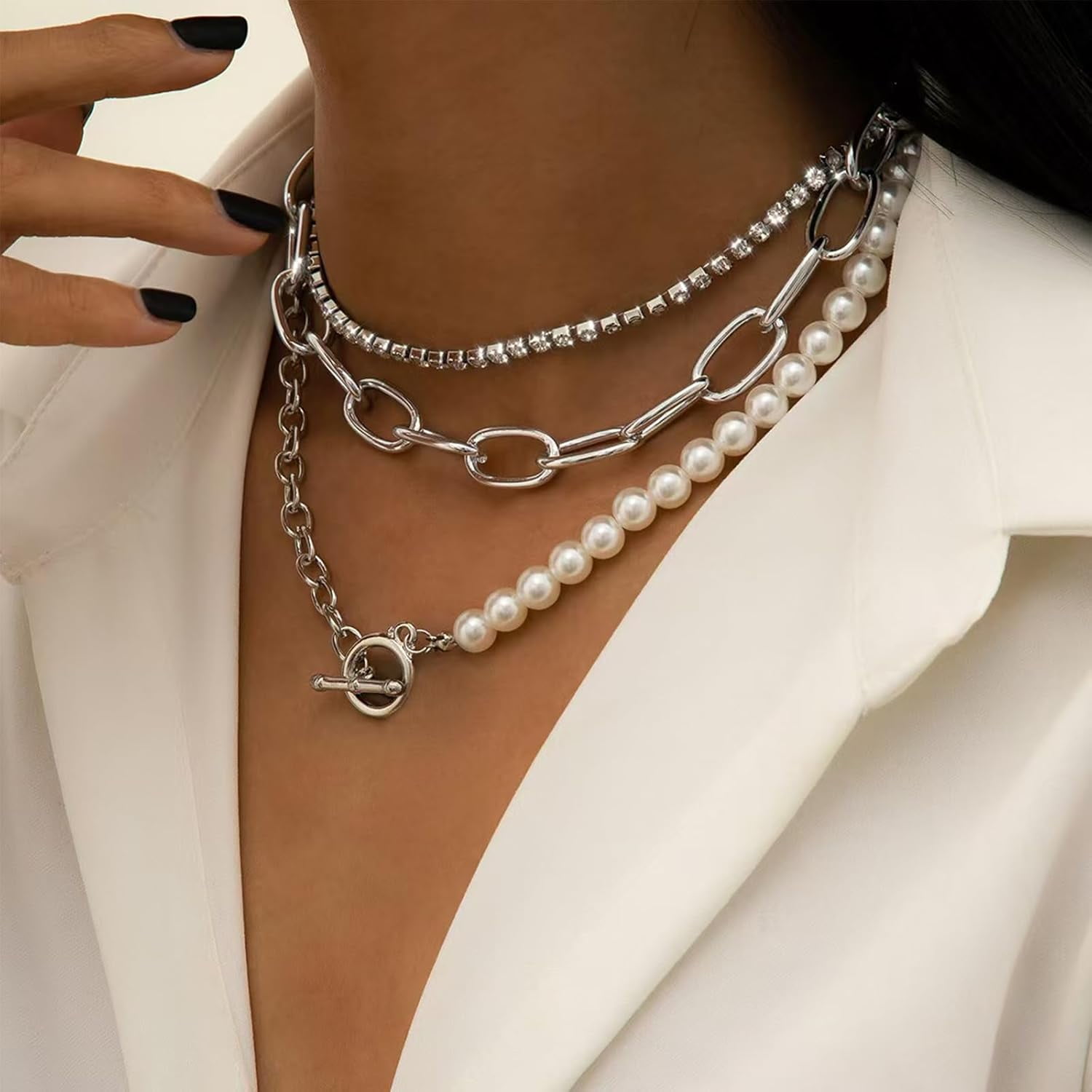 Gold Necklace Stack Boho Layered Necklaces For Women Trendy Pearl Necklaces Christmas Gifts Stocking Stuffers[Z404]