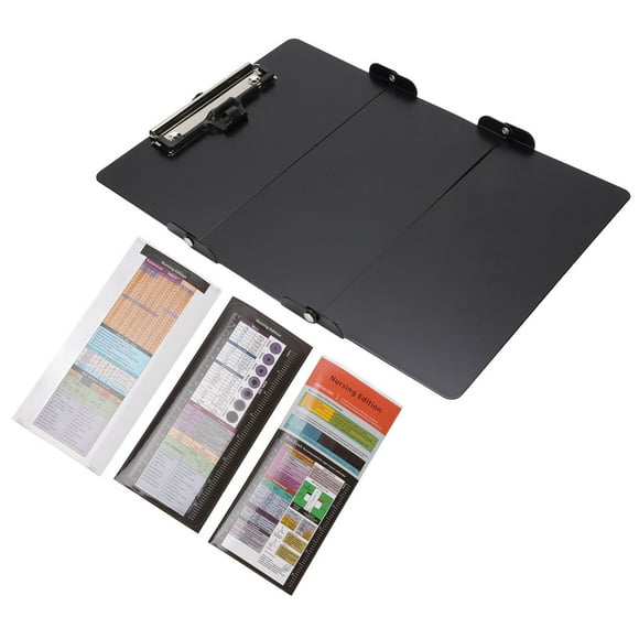 Clipboard Nursing Clipboard Aluminium Alloy and PVC Portable Trifold Clinical Clipboard with Clips and Pen Holder for Students