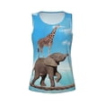thumbnail image 4 of Xecao Elephant Giraffe print women's scoop neck, loose-fit workout tank tops for the gym., 4 of 9