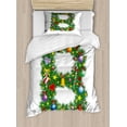 thumbnail image 1 of Letter B Twin Size Duvet Cover Set, Tasty Candy Cane and Figure with Top Hat Suit Christmas Tree Design with B Print, Decorative 2 Piece Bedding Set with 1 Pillow Sham, Multicolor, by Ambesonne, 1 of 3