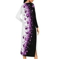 thumbnail image 5 of Women Colorblock Zipper Robe Fashion Flower Print Long Sleeves Bathrobe Sleepwear Soft Housecoat with Pockets Zip Up House Dresses, 5 of 9