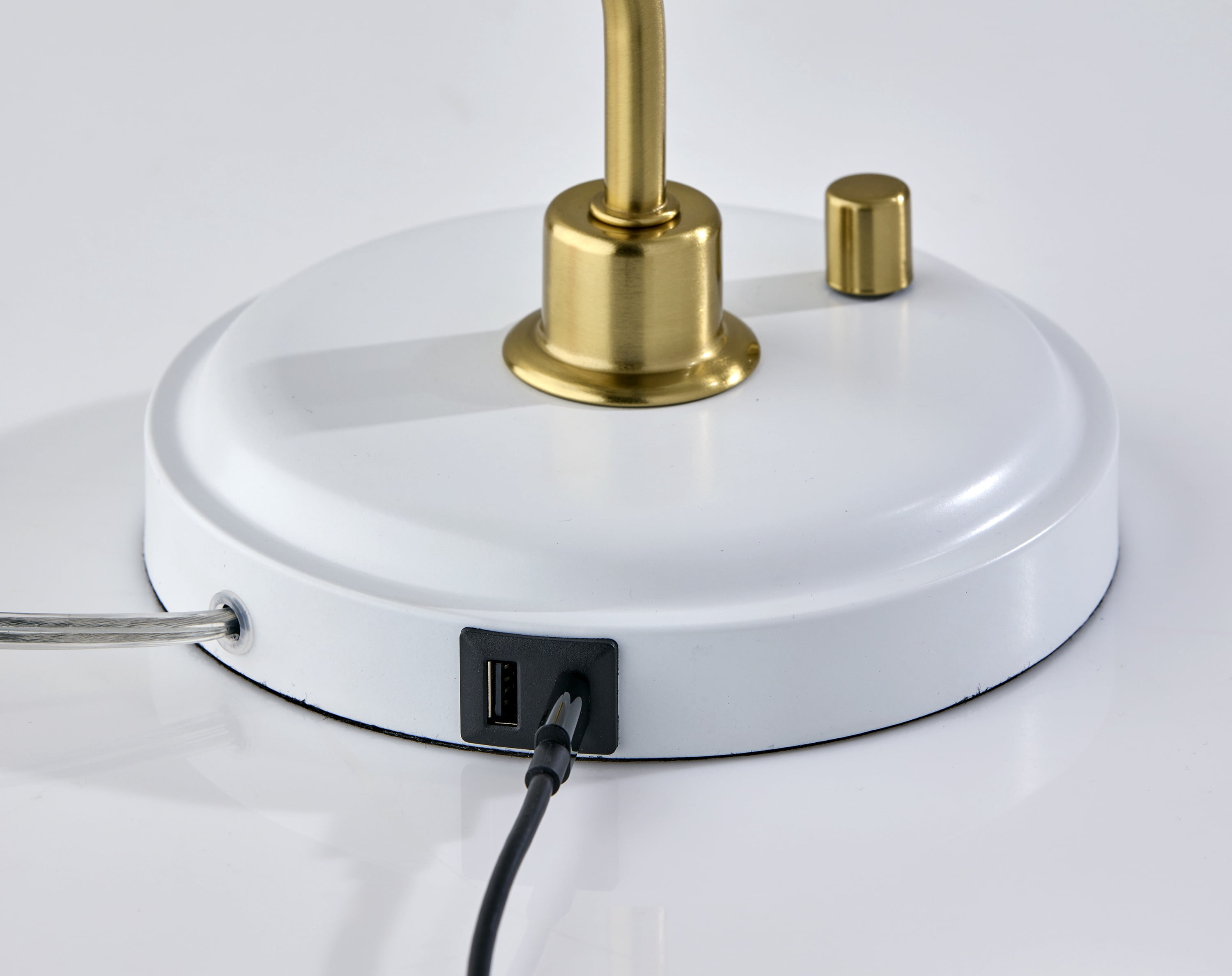 Better Homes & Gardens Adjustable Desk Lamp with USB Ports in White and Gold
