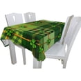 thumbnail image 3 of Coolnut St. Patrick's Day Rectangle Tablecloth Vintage Green Plaid Shamrock Clover Leaves Polyester Washable Square Table Cover for Kitchen Dinning Tabletop Decoration, 60"x90", 3 of 7