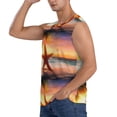 thumbnail image 3 of Lsque Starfish Sunset Sea Beach Print Men's Cotton Blend Sleeveless Muscle Shirts (S-3XL)- Moisture Wicking, Odor Protection, UPF 30+,Medium, 3 of 8