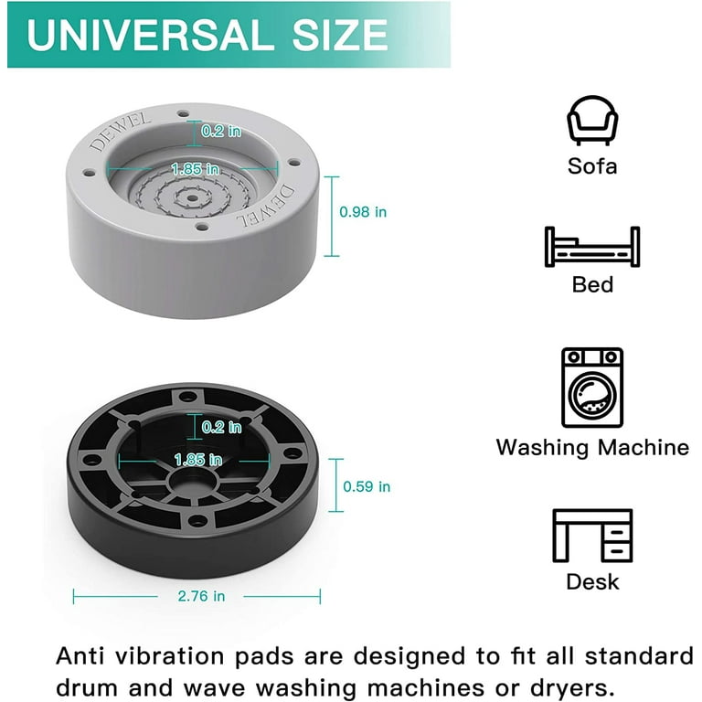 SEISSO Anti Vibration Pads Shock and Noise Cancelling Washing Machine  Support Feet, Washer Dryer and Refrigerator Non-slip Protects Pedestals,  4Pcs Bed Risers for Tables Cabinets Chair Furniture Legs 