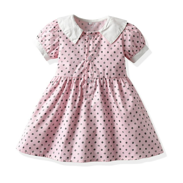 Qudderr Robe Princesse à Manches Bouffantes pour Bébé Fille, Robe Décontractée à Boutons et Volants, 3 Mois-4 Ans, Robe d'Été pour Tout-Petits
