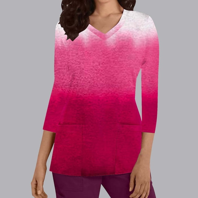 FcBaudy Hauts pour Femmes, Blouses & Chemises à Manches Longues Col Rond, Chemises pour Femmes Nouvelle Mode T-shirt Décontracté Col Rond Imprimé Manches 3/4 Vêtements d'Allaitement Haut Blouse en Polyester pour Femmes