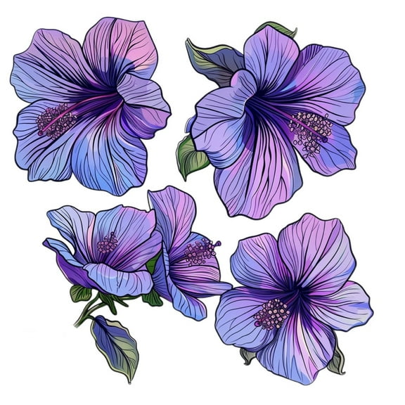 Rose of Sharon Flower Car Sticker. Waterproof Vinyl Hibiscus Decal for Cars, Bumpers, Windows, and Trunk. Aesthetic Floral Weatherproof Sticker