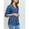 thumbnail image 3 of FashionMille Women's Soft V-neck Tencel Button Down Chambray Blouse Utility Shirts, 3 of 5