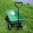 thumbnail image 2 of Poly Garden Cart Dump Wagon, Heavy Duty Yard Dump Cart Wagon, 4 Wheel Lawn Wheelbarrow with 10 In All Terrain Wheels, Steel Frame and Quick Release System, 300 Lbs Capacity, Grass Green, 2 of 6