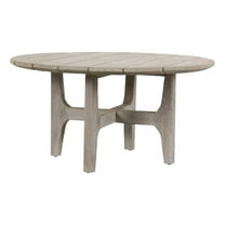 Pemberly Row 31.5" Round Teak Wood Outdoor Coffee Table in Matte Gray