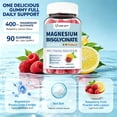thumbnail image 3 of Magnesium Bisglycinate Gummies 400mg Chelated Magnesium with Vitamin D3 B6 and L-Theanine Sleep Support Calm, Muscle Relaxation Bone Health, 90 Gummies| 45 Day Supply, Lemon Raspberry Flavor, 3 of 8