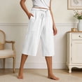 thumbnail image 2 of NinXxx Women's Loose Fit Lightweight Cropped Capri Trousers Comfort Style White XXXL, 2 of 7