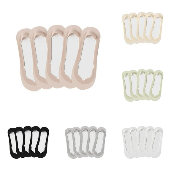 ZZwxWA No Show Socks Womens 5 Pairs Low Cut Non Slip Liner Invisible Hidden Sock Arch Support Cushion Flat Boat Socks