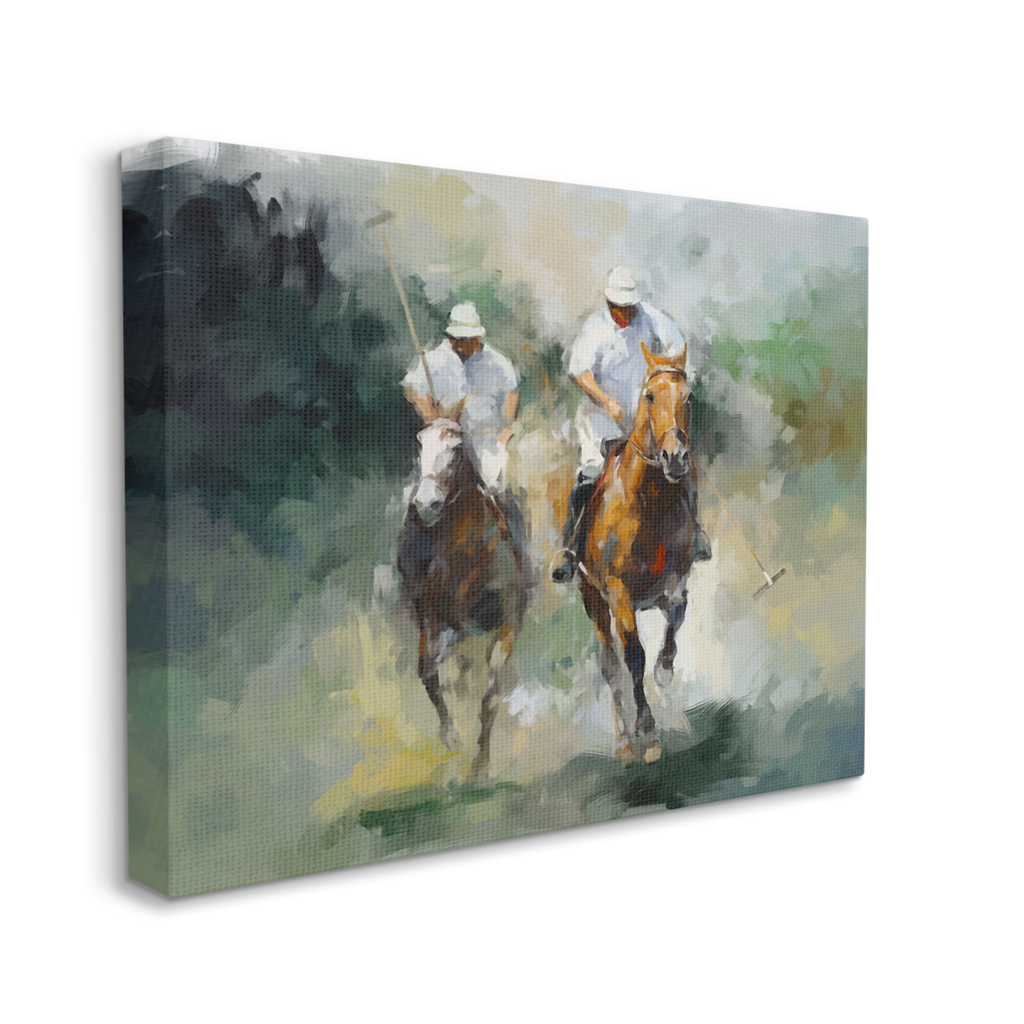 Stupell Industries Polo Players on Horses Sports Painting Gallery Wrapped Canvas Print Wall Art, 20 x 16