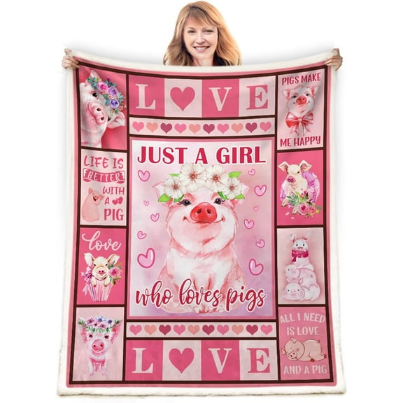 Pig Blanket,Pig Gifts for Girls,Pig Lover Gifts,Just a Girl Who Loves Pig Throw Blanket,I Just Really Like Pigs Blanket for Couch Bed Sofa 50"x60" Soft Cozy Piggy Blanket Ideal Gifts