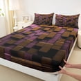thumbnail image 3 of Feelyou Vintage Pixelate Miner Bed Sheets, Honeycomb Square King Sheets, Chic Lattice Abstract Sheet Set, Lightweight Room Decor, 4-Piece, 3 of 7