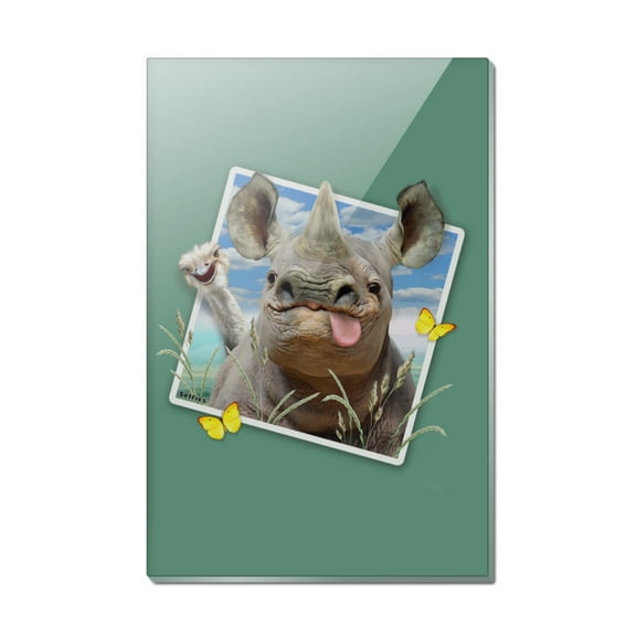 Rhino Rhinoceros Selfie Picture Funny Rectangle Acrylic Fridge Refrigerator Magnet