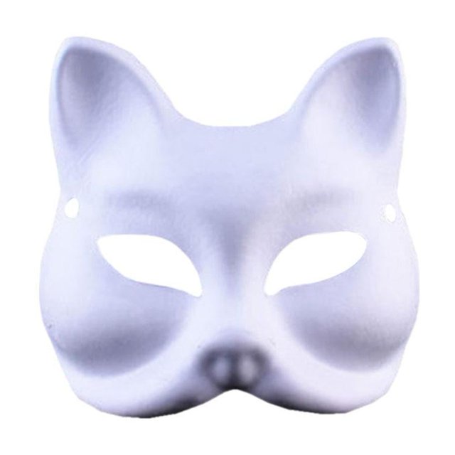 Máscara de gato hecha a mano TQEHS en blanco para niños tamaño 18*17cm