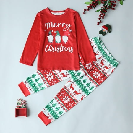 

ERTUTUYI Christmas Pjs Deer Snowflake Print Long Sleeve T Shirt Top Pants Xmas Sleepwear Holiday Family Matching Pajamas Outfit Red 4