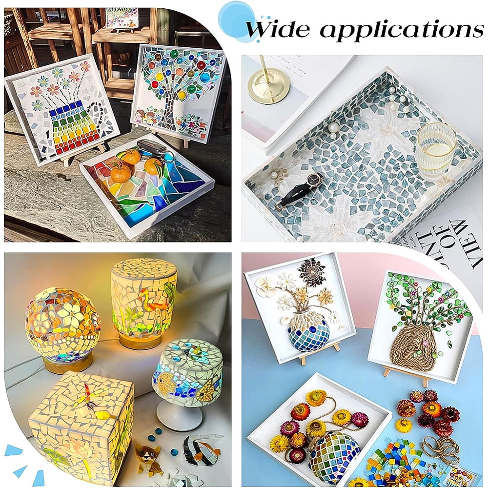 600G Mixed Irregular Color Mosaic Pieces Tiles Stained Glass Bulk Assorted Shapes Cabochons for Adults DIY Picture Frames Jewelry Decoration