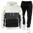 thumbnail image 2 of Hogleaql Mens Hoodie Sweatsuit 2 Piece Color Block Casual Pullover Hoodies Joggers Athletic Pant Set Sweat Fall Winter Suit with Pockets White 3XL, 2 of 5