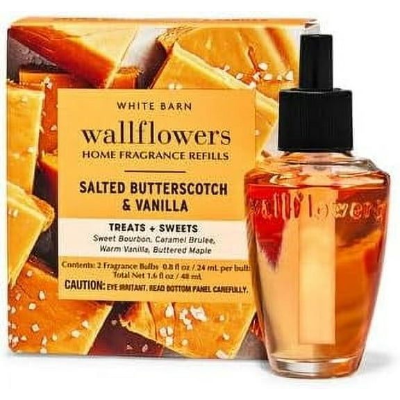 Bath and Body Works New Look! SALTED BUTTERSCOTCH & VANILLA Wallflowers 2-Pack Refills