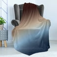 thumbnail image 4 of Ombre Soft Flannel Fleece Blanket, Arrangement with Gradual Color Change Modern Ornamentation Abstract Illustration, Cozy Plush for Indoor and Outdoor Use, 60" x 80", Blue and Brown, by Ambesonne, 4 of 5