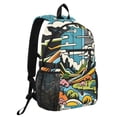 thumbnail image 2 of JIALIOU 14" Laptop Backpack Waterproof Airline Approved Stylish Casual Daypack for Travel Business College Work, Vibrant Woodblock Landscapes, 2 of 8