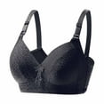thumbnail image 2 of Tshirt Bras Women Bra Wire-Free Underwear Pullover Bra Everyday Bras V-Neck Lightly Lined Bra Feature Hook and Eye Closure Balconette Bra Style Y-464 , Black S, 2 of 2