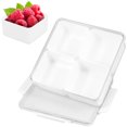thumbnail image 3 of Square/ Divided Serving Tray with Lid Removable Food Storage Containers with Individual Dishes Minimalist Divided Serving Platter Tray Reusable for Snack Candies Fruit Veggie Party Home, 3 of 10