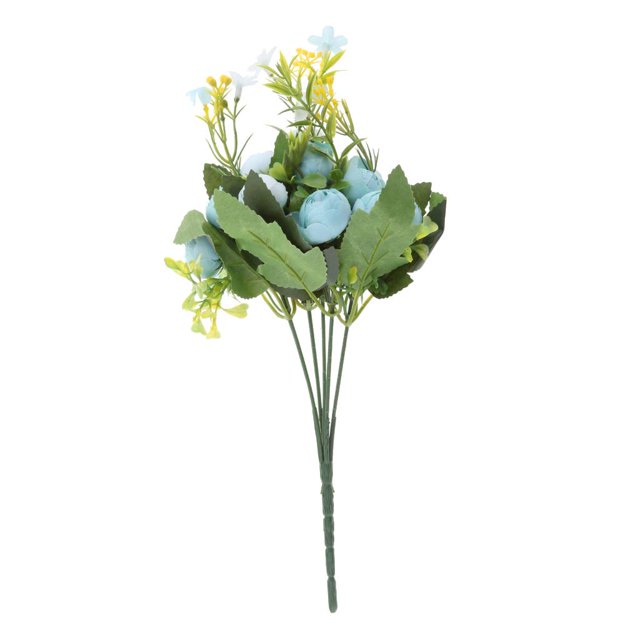 Varias Cabezas De Seda Artificial De 15 Cabezas De Rosas, Decoración Del Hogar Del Jardín De Bodas Azul Baoblaze Flor artificial