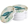thumbnail image 1 of RYLABLUE Ocean Theme Sea Turtle Vintage Set of 4 Car Coaster for Drinks, Absorbent Ceramic Stone Coasters Cup Mat with Cork Base for Home Kitchen Room Coffee Table Bar Decor, 1 of 5