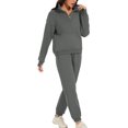 thumbnail image 3 of LAICAIW Women's Fleece Two Piece Outfit Half Zip Sweatshirt and Joggers Pants Set Tracksuit, 3 of 5