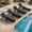 Black, variant on Easthome Outdoor Chaise Lounge Chair Set of 2 W/Wheels & Cup Holder, 5-Position Adjustable Adjustable Backrest, All Weather HDPE Textilene Mesh for Pool Backyard Garden,Royal Blue