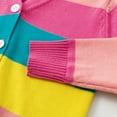 thumbnail image 5 of Spring Fall Kid Girls Rainbow Stripe Cardigan V Neck Button Sweater Coat(2-7T), 5 of 11
