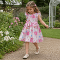 thumbnail image 2 of IPIO Girls Floral Butterfly Print Dress with Ruffle Sleeves and Bow Accents, Summer A-Line Party Dress, 2 of 8