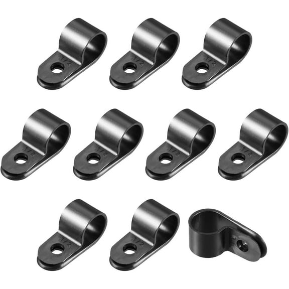 R-type Cable Clips Wire Management Clamp, [for Keeping Wire Neat ] - Nylon / 0.5-inch / Black / 100 Pcs