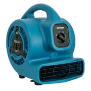 Xpower P-80A Multi-Purpose Mini Mighty Air Mover, Utility Fan, Dryer, Blower with Built-in Power Outlets - Blue