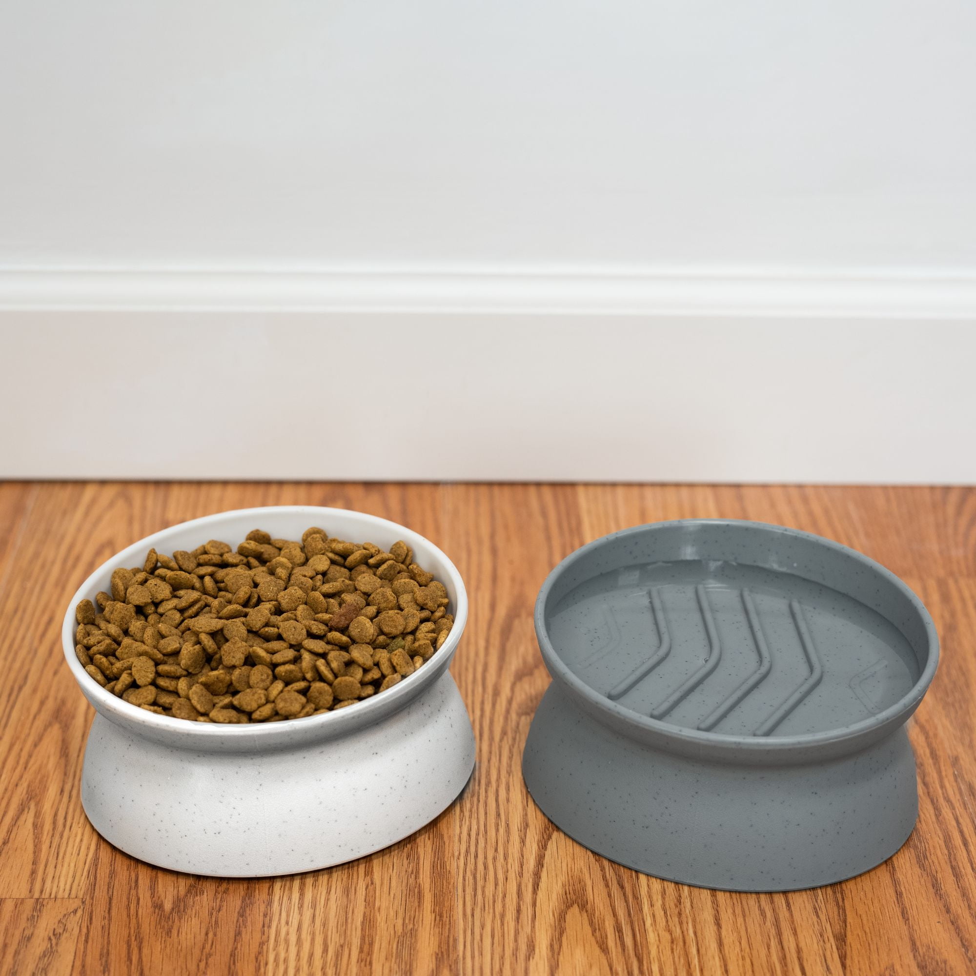 Kitty City Raised Slow-Eat Cat Bowls, Whisker-Friendly Elevated Feeding Set, 2-Pack, Small