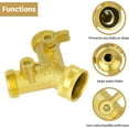 thumbnail image 2 of Hose Splitter 2 Way, Garden Hose Splitter, 100% Rustproof Brass Water Hose Splitter with Adjustable Flow Valves, Seamless Design & 2 Extra Rubber Washers - 3/4" Y Connector Hose Adapter., 2 of 8